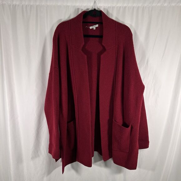 Madewell Cardigan Jacket Women's XL Red Knit Wool Blend Open Front Pockets - Picture 1 of 9